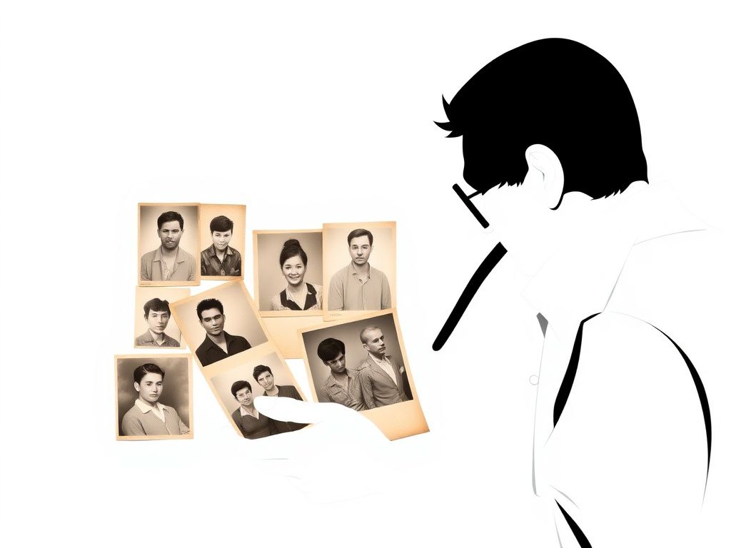 นักสืบกำลังดูรูปเก่าเพื่อสืบหาญาติที่พลัดพราก