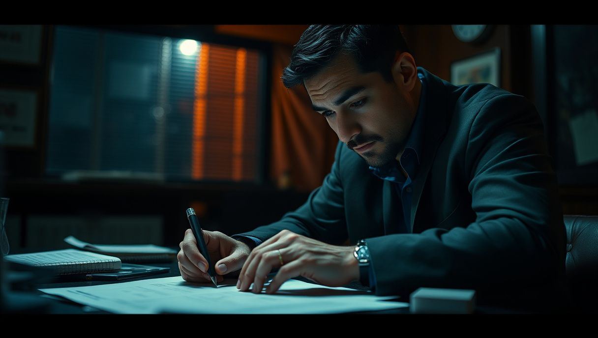 นักสืบกำลังวิเคราะห์หลักฐานในคดี