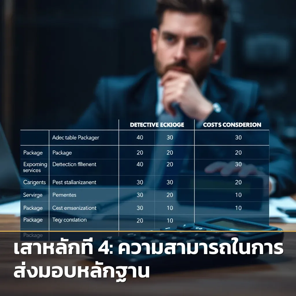 ภาพตารางเปรียบเทียบค่าบริการและแพ็คเกจการจ้างนักสืบ