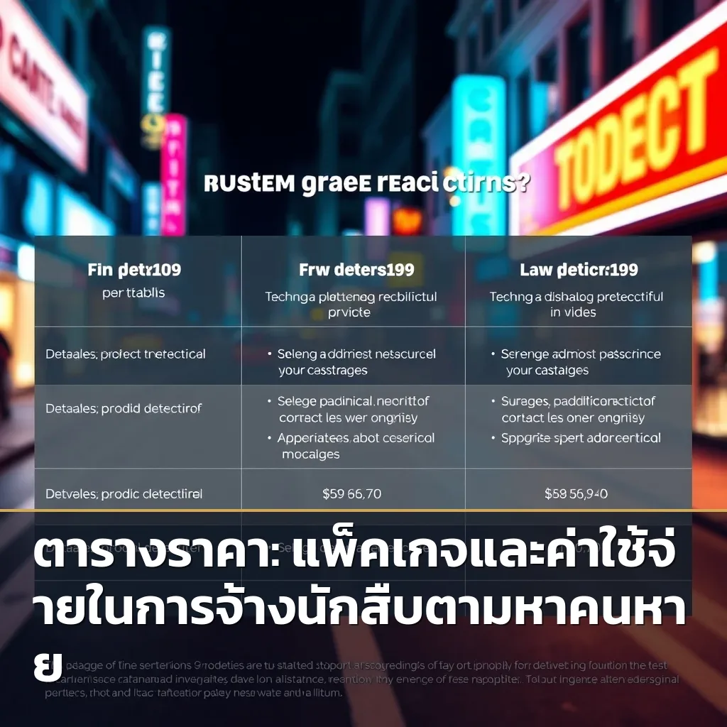 ตารางราคาแพ็คเกจค่าใช้จ่ายในการจ้างนักสืบตามหาคนหาย