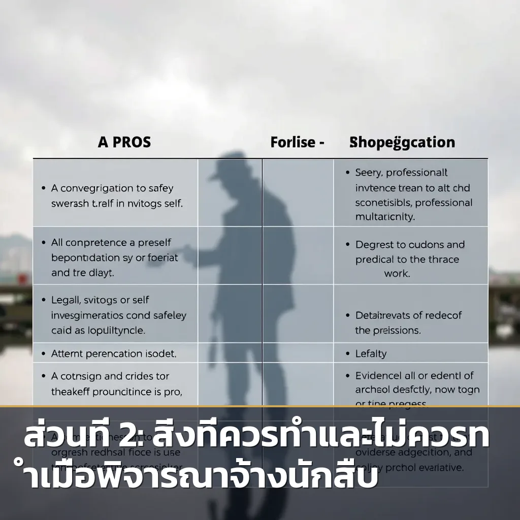 ตารางเปรียบเทียบข้อดีข้อเสียระหว่างการสืบเองกับนักสืบเอกชน