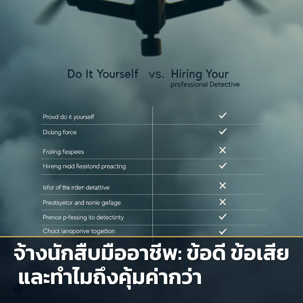 ตารางเปรียบเทียบข้อดีข้อเสียระหว่างการสืบเองและจ้างนักสืบณรงค์