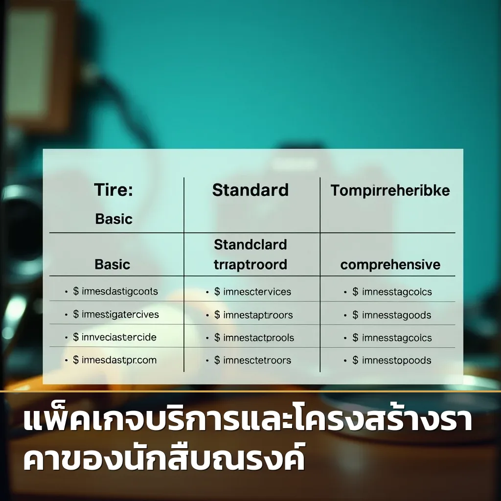 ตารางราคาแพ็คเกจบริการนักสืบของนักสืบณรงค์ แสดงถึงความโปร่งใสและคุ้มค่า