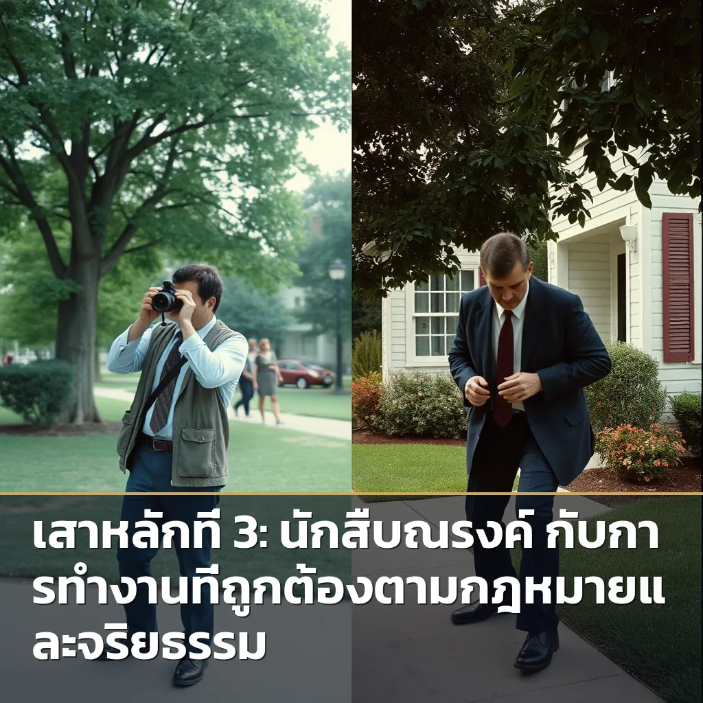 ภาพเปรียบเทียบการทำงานของนักสืบที่ถูกกฎหมายกับการกระทำที่ผิดกฎหมาย