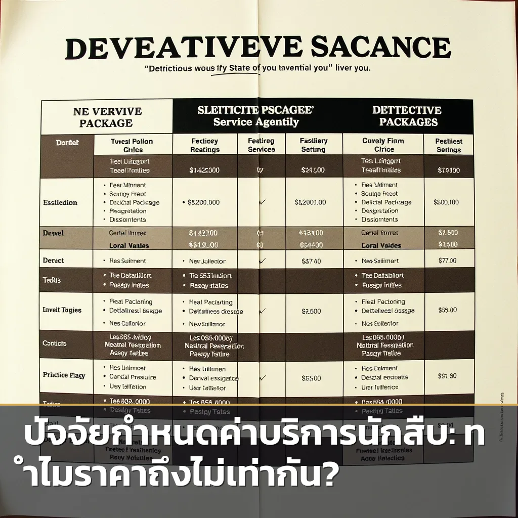 ตารางเปรียบเทียบแพ็คเกจและค่าบริการนักสืบจากบริษัทนักสืบณรงค์