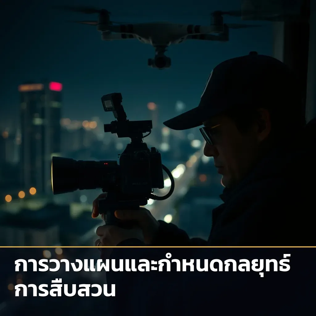 ภาพนักสืบกำลังดำเนินการสืบสวนและเก็บหลักฐานด้วยเทคโนโลยีขั้นสูงอย่างรอบคอบ