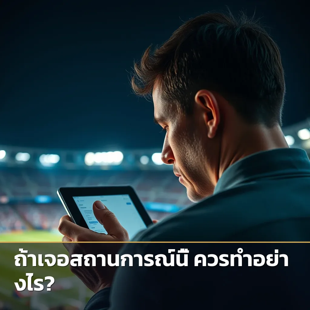 ภาพคนที่กำลังกังวลใจขณะตรวจสอบบัญชีธนาคารหลังอาจตกเป็นเหยื่อการหลอกลวงดูบอลโลกออนไลน์ฟรี