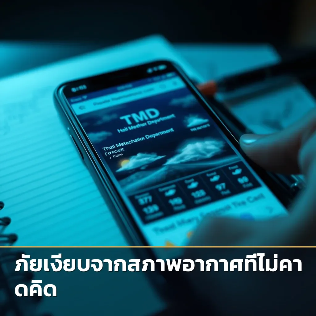 หน้าจอโทรศัพท์แสดงพยากรณ์อากาศจากกรมอุตุนิยมวิทยาที่นักสืบใช้ในการวางแผนสืบ