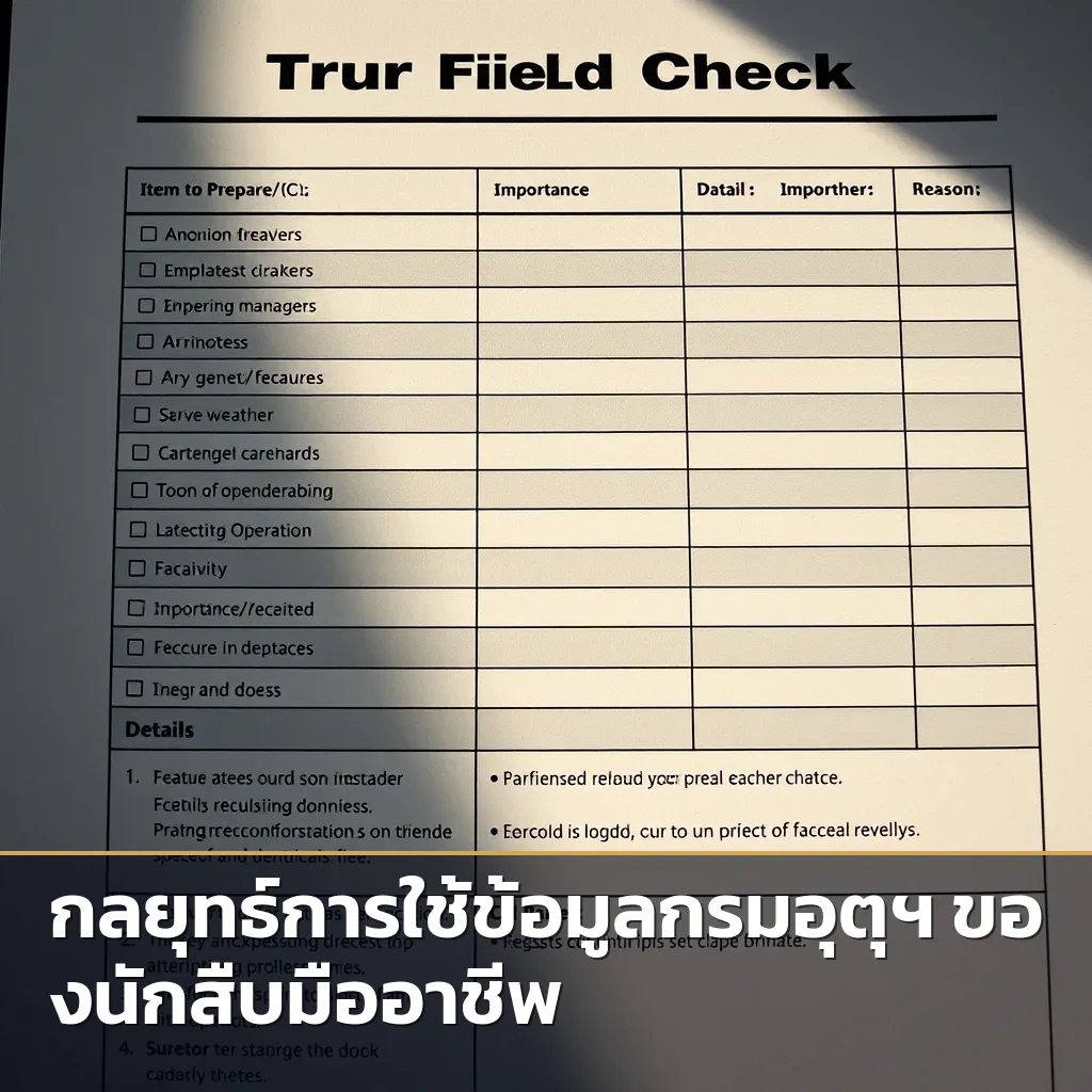 ตารางเช็คลิสต์การเตรียมตัวก่อนลงพื้นที่ของนักสืบ โดยเน้นการตรวจสภาพอากาศล่วงหน้า