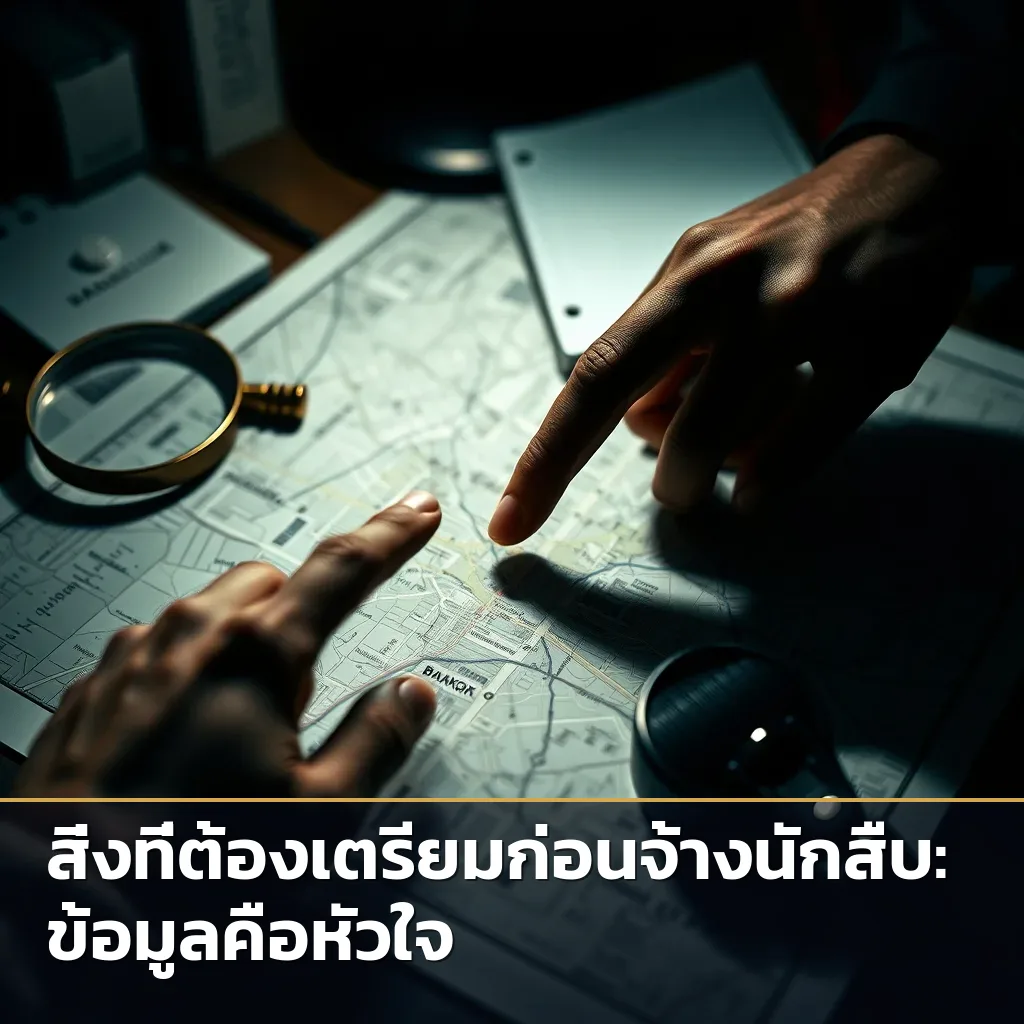 นักสืบกำลังวิเคราะห์รายละเอียดสำคัญบนแผนที่กรุงเทพฯ เพื่อตามหาคนหาย
