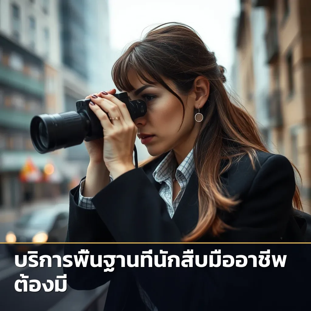 นักสืบหญิงกำลังเฝ้าติดตามพฤติกรรมอย่างรอบคอบในบริการนักสืบมืออาชีพ