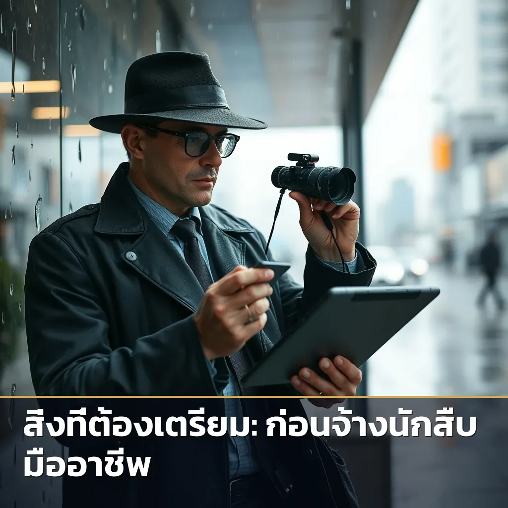 ภาพนักสืบมืออาชีพกำลังทำงานอย่างรอบคอบด้วยอุปกรณ์ที่ทันสมัย