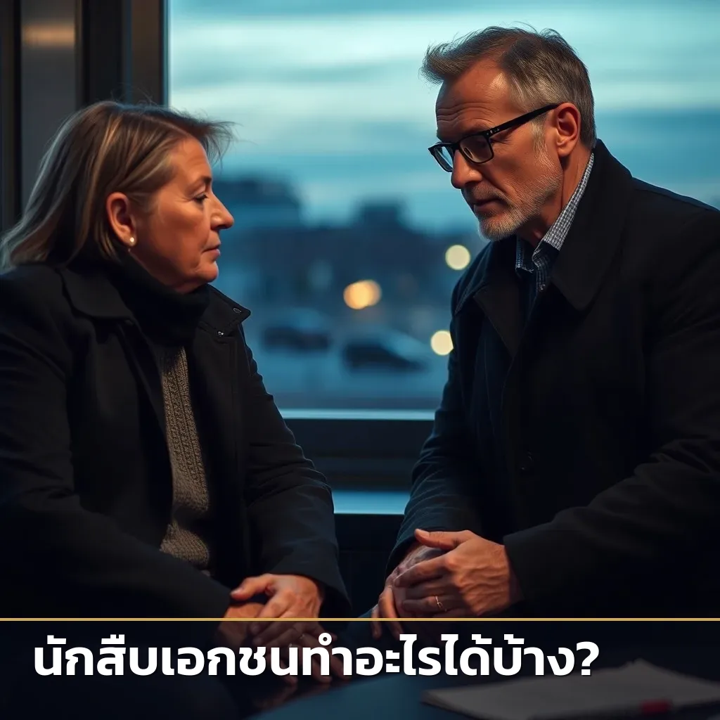 ลูกค้ากำลังปรึกษาและพูดคุยกับนักสืบเอกชนอย่างเป็นส่วนตัว