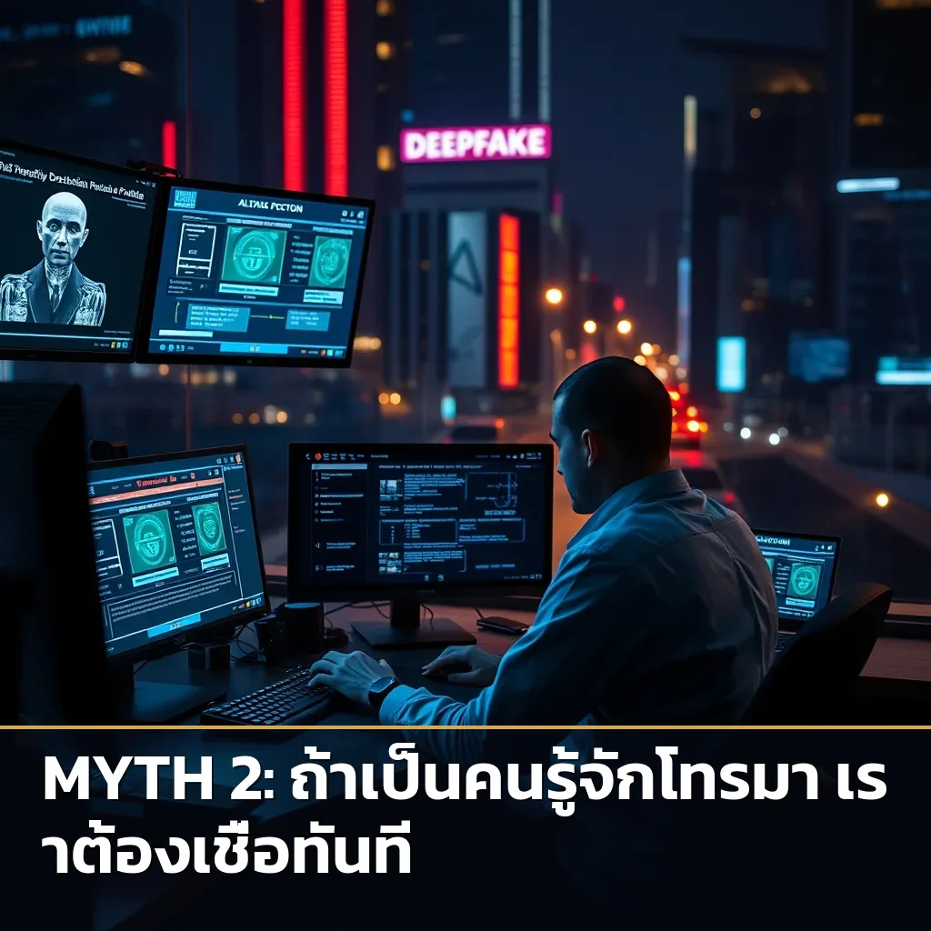 บุคคลกำลังใช้คอมพิวเตอร์เพื่อตรวจสอบ Deepfake ด้วยเครื่องมือดิจิทัล